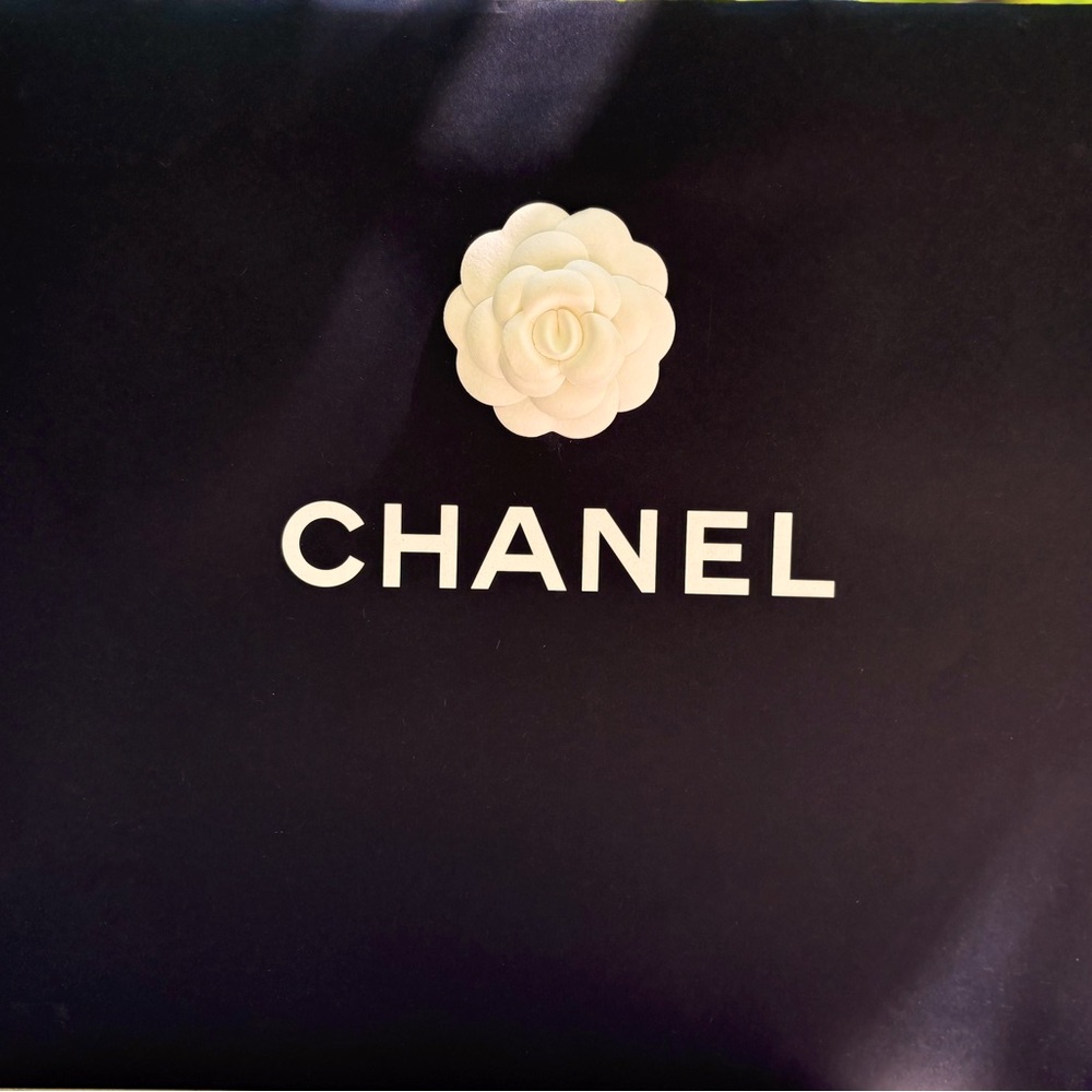 Chanel Black Bag with Cream Floral Detail